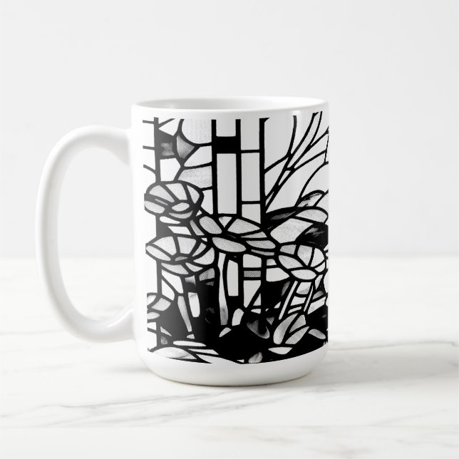 Caneca De Café Vidro Pintado Jardim  (Esquerda)