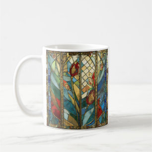 Caneca De Café Vidro Vermelho Chefe Poppies no nascer do Sol