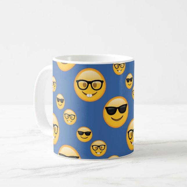 Caneca De Café Vidros modelados Emojis do azul (Frente Esquerda)