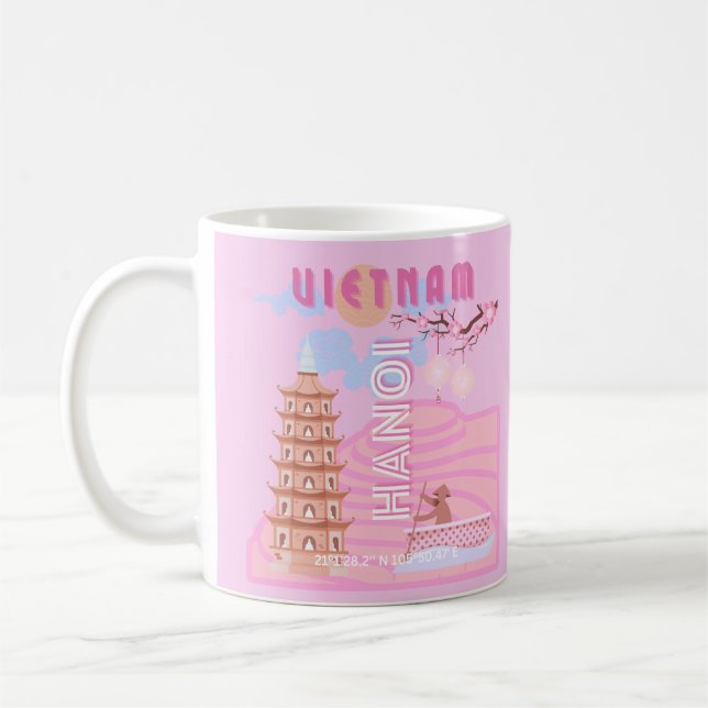 Caneca De Café Vietnã, Viagem Art, rosa (Esquerda)