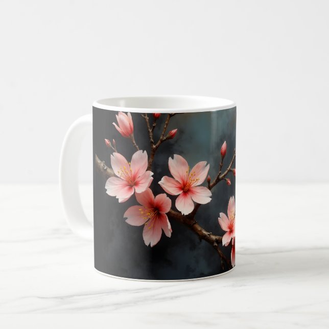 Caneca De Café Vietnamese Peach Blossom Art (Frente Esquerda)