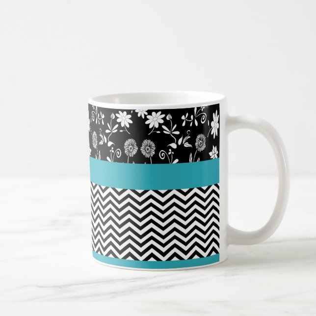 Caneca De Café viga floral azul (Direita)
