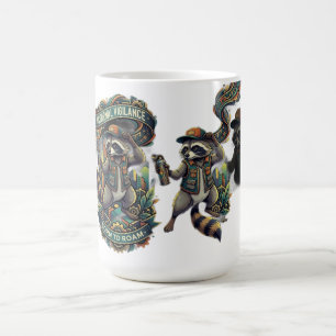Caneca De Café Vigilância Noturna Guaxinim Manga Longa