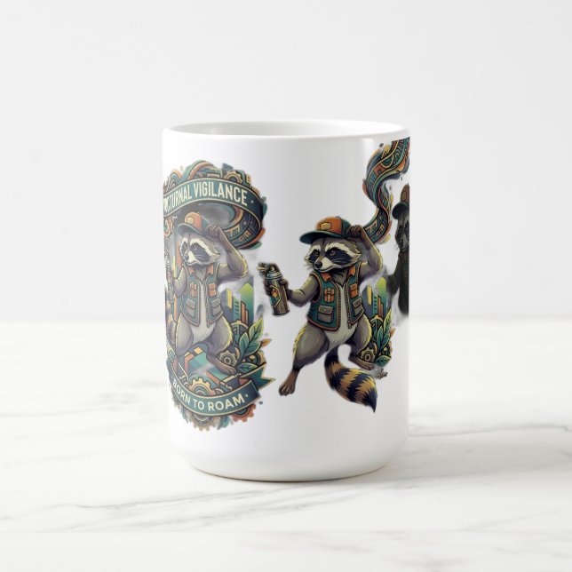 Caneca De Café Vigilância Noturna Guaxinim Manga Longa (Centro)