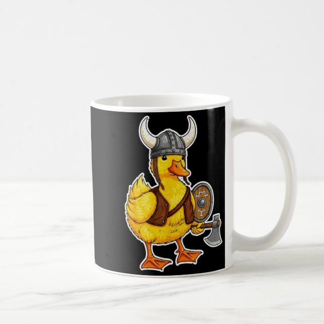 Caneca De Café Viking Duck Funny Warrior Design  (Direita)