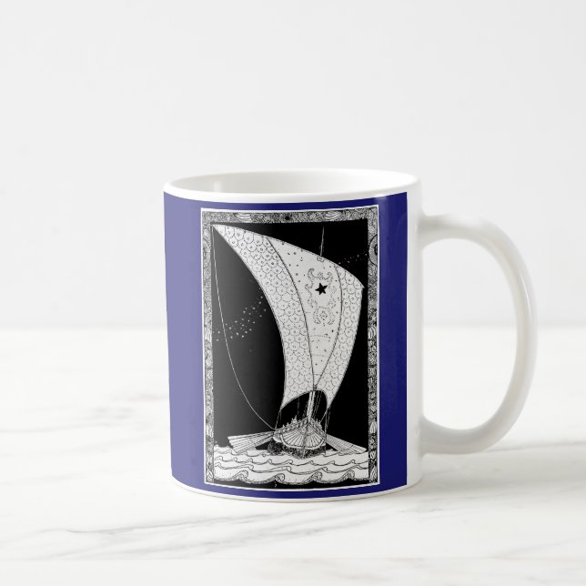 Caneca De Café Viking Longship Sailboat (Direita)