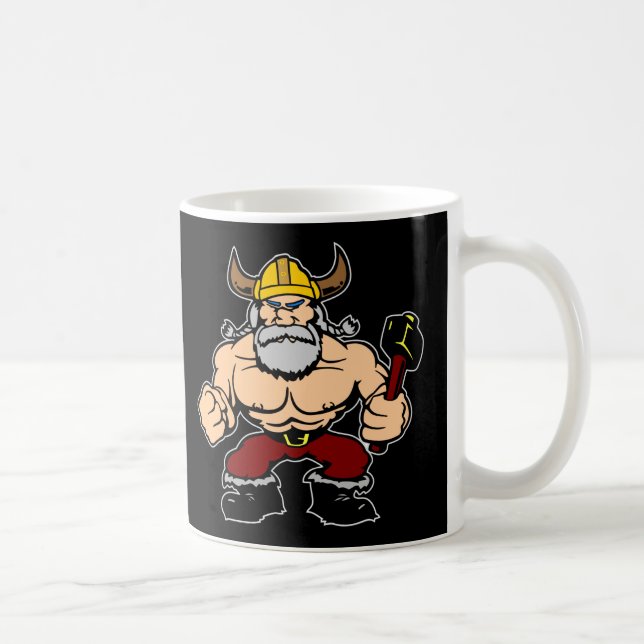 Caneca De Café Viking louco preto (Direita)