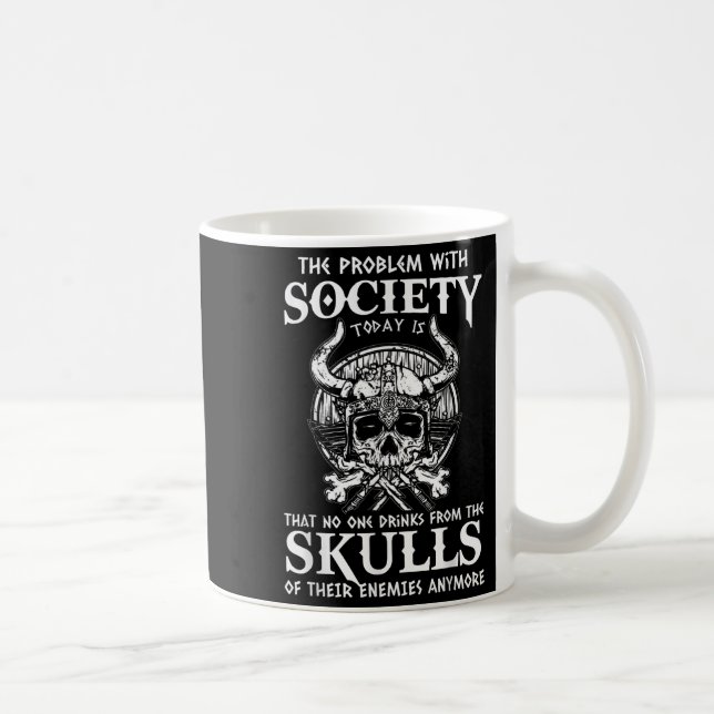 Caneca De Café Viking Nordic Valhalla Odin Funny Society Problema (Direita)