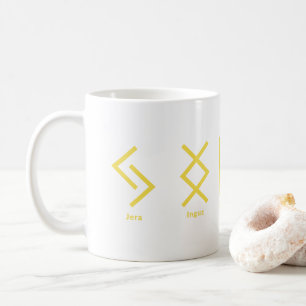 Caneca De Café Viking Runge Norse Mythology Yellow Geométrico