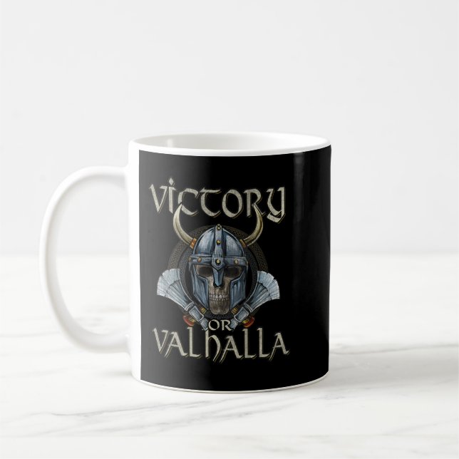 Caneca De Café Viking Skull Victory Or Valhalla (Esquerda)