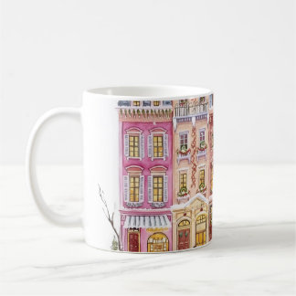 Caneca De Café Vila de Natal de Inverno em Aquarela