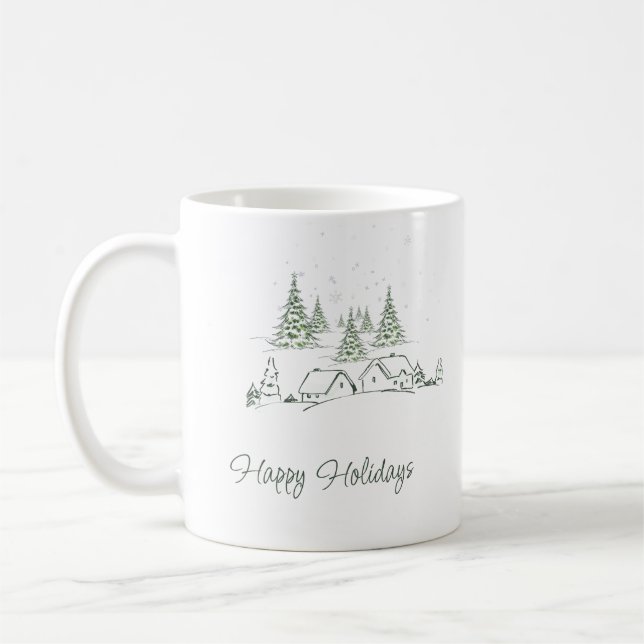 Caneca De Café Vila Snowy de Natal Personalizada (Esquerda)