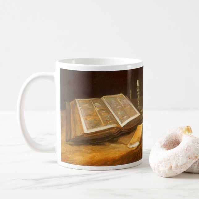 Caneca De Café Vincent van Gogh - Ainda vive com Bíblia (Com Donut)