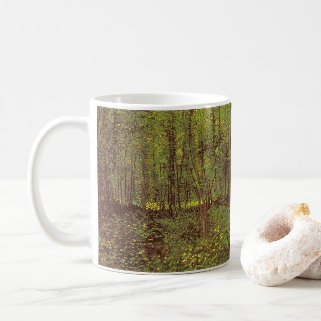Caneca De Café Vincent van Gogh - Árvores e Sub-bosque (Com Donut)