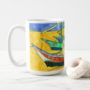 Caneca De Café Vincent van Gogh Boats em Saintes-Marie watercol