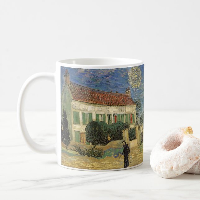 Caneca De Café Vincent van Gogh - Casa Branca à Noite (Com Donut)