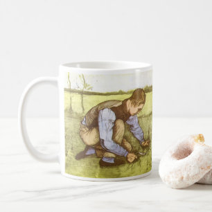 Caneca De Café Vincent van Gogh - Menino Cortando Grama com Foice