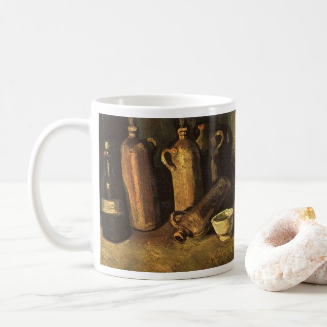 Caneca De Café Vincent van Gogh - Natureza Morta com 4 Garrafas d (Com Donut)