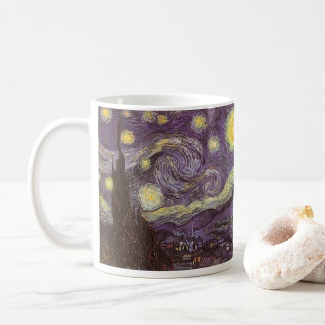Caneca De Café Vincent van Gogh - Noite Estrelada (Com Donut)