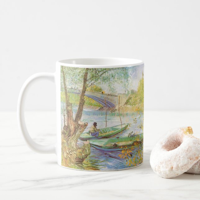 Caneca De Café Vincent van Gogh Pescando na Primavera, Pont de Cl (Com Donut)