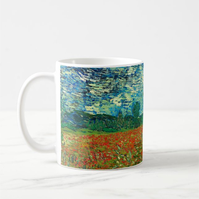 Caneca De Café Vincent Van Gogh Poppy Campo de Belas Arte (Esquerda)
