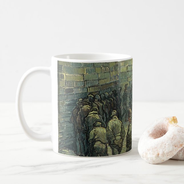 Caneca De Café Vincent van Gogh - Prisioneiros Exercitando-se (Com Donut)