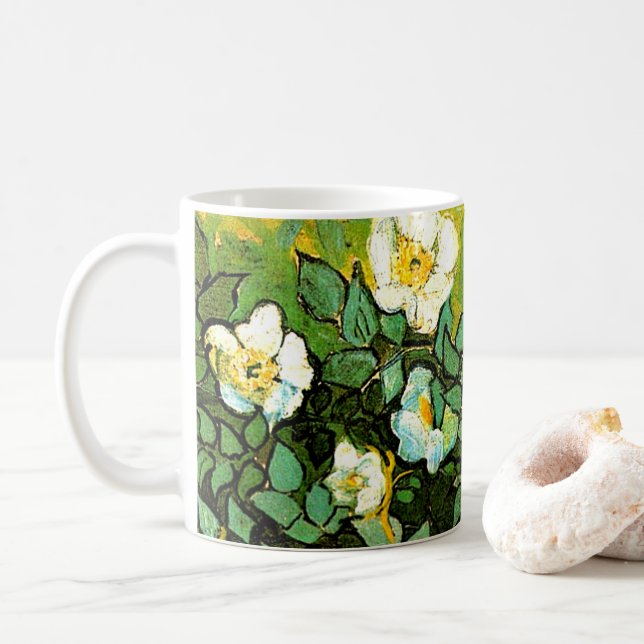 Caneca De Café Vincent van Gogh - Rosas selvagens, (Com Donut)