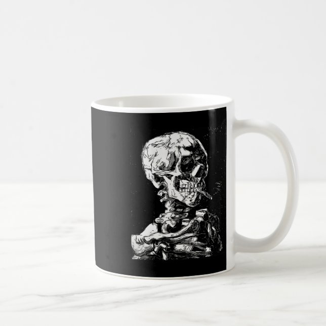 Caneca De Café Vincent Van Gogh Skull Com Cigarro Skeleton Hal (Direita)