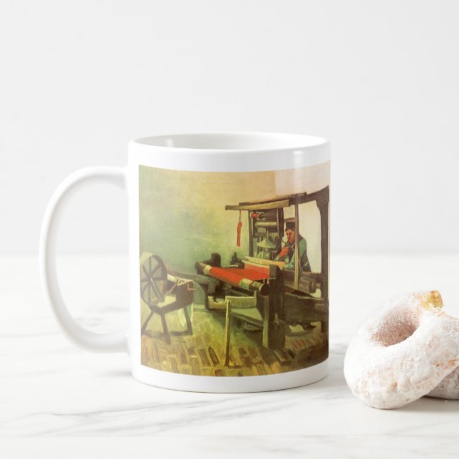 Caneca De Café Vincent van Gogh Tecelã de frente para a esquerda  (Com Donut)
