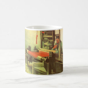 Caneca De Café Vincent van Gogh Weaver Enfrentando a Roda Esquerd
