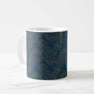 Caneca De Café Vinhas Florais Renascentistas - Marinho Blue Coffe
