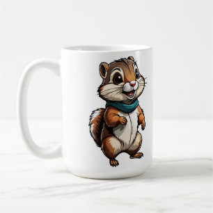 Caneca De Café Vinheta de desenho do chipset adorável com Scarf l
