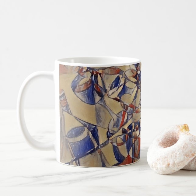 Caneca De Café Vinho e garrafas de vinho Arte de café (Com Donut)