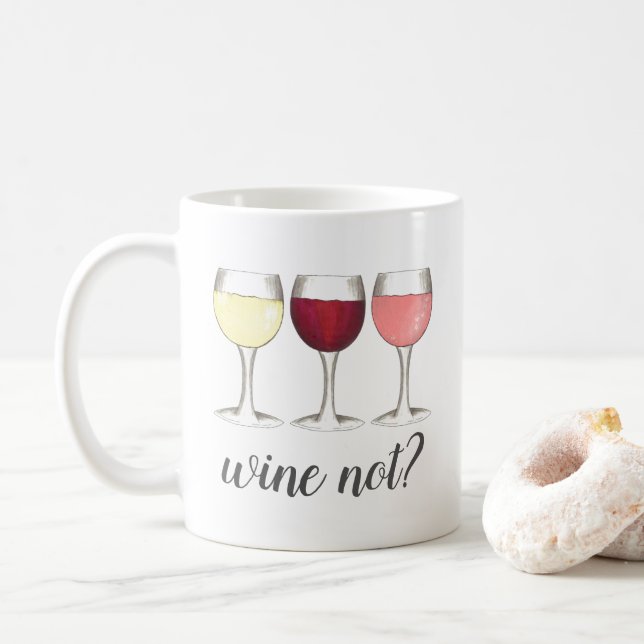 Caneca De Café Vinho Não? Vidros Brancos Vermelhos Vinhos Vinho (Com Donut)