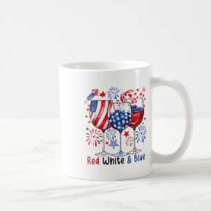 Caneca De Café Vinho Vermelho E Azul 4 De Julho Vinho Branco