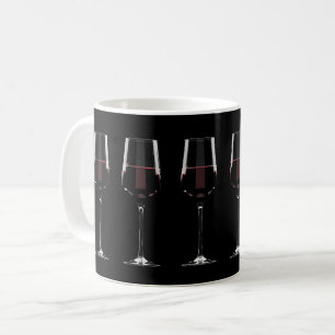 Caneca De Café Vinhos com vinho tinto em preto