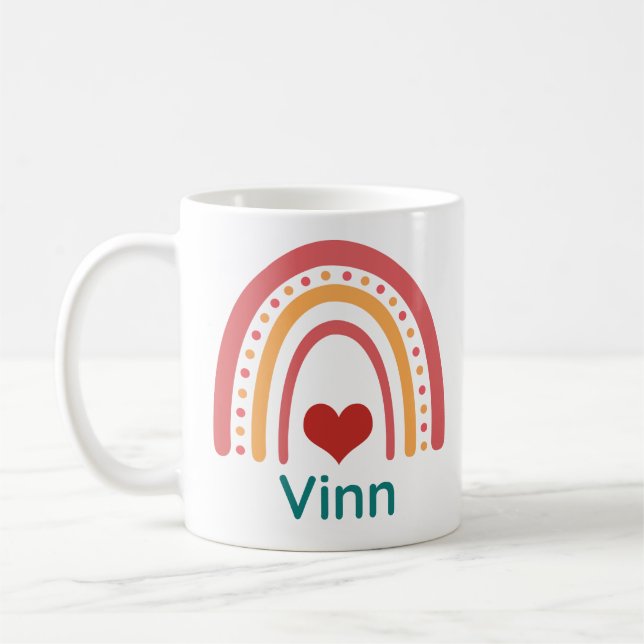 Caneca De Café Vinn Name Vintage Boho Rainbow (Esquerda)
