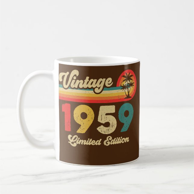 Caneca De Café Vintage 1959 Aniversário Mulheres Retro Legenda (Esquerda)