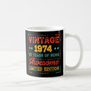 Caneca De Café Vintage 1974 feita em 1974 50º Aniversário 50 Anos