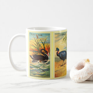 Caneca De Café Vintage 4 Tropical Bird Illustration Black Swan