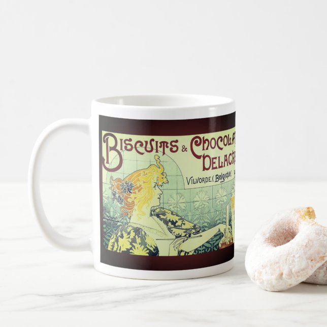 Caneca De Café Vintage Ad Biscuits Chocolate Delacre (Com Donut)