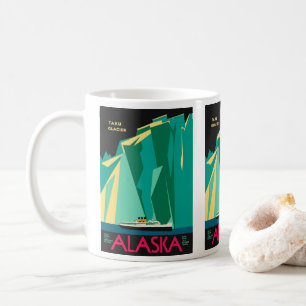 Caneca De Café Vintage Alaska Poster de viagens Art, Taku Glacier