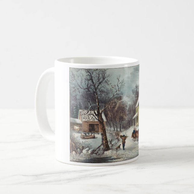Caneca De Café Vintage American Homestead Winter (Frente Esquerda)