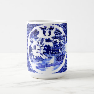 Caneca De Café Vintage Antique Blue Willow Pattern cerca de 1790