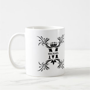 Caneca De Café Vintage Art Deco Black Name Monograma