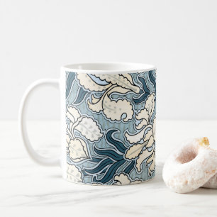 Caneca De Café Vintage Art Nouveau, Flores Iris do Jardim Azul