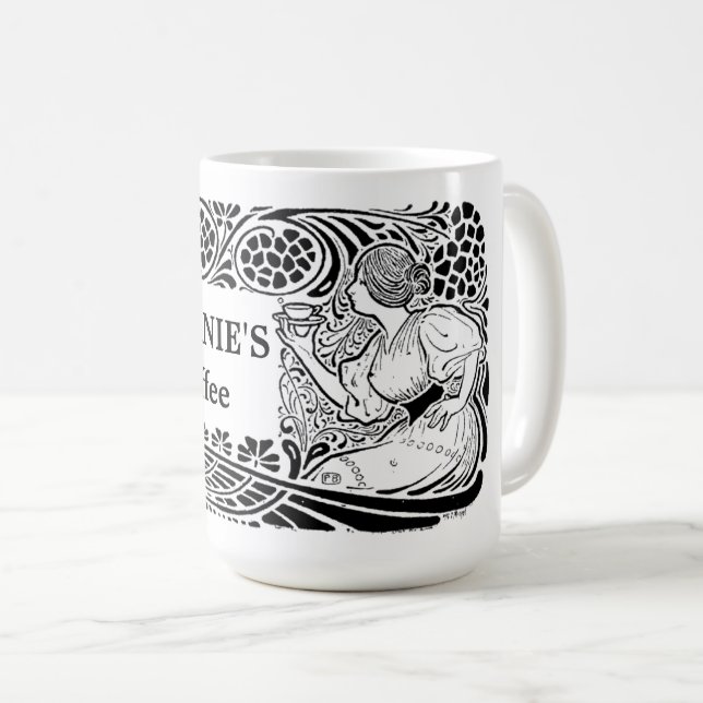 Caneca De Café Vintage Art Nouveau Modelo (Frente Esquerda)