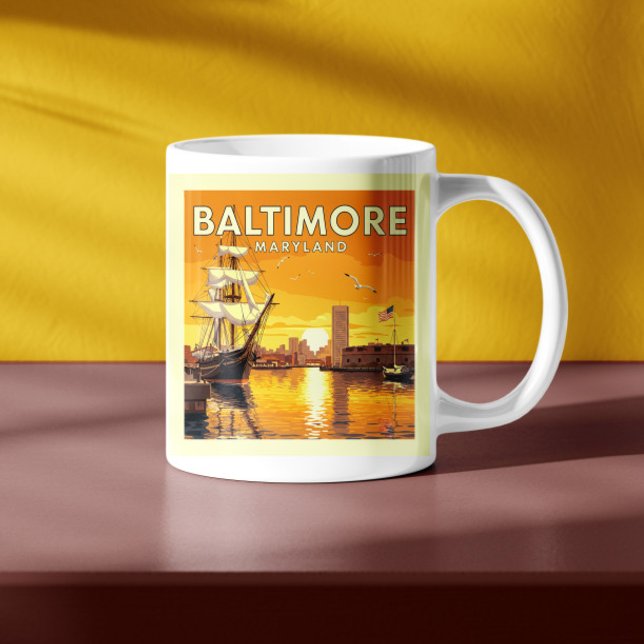 Caneca De Café Vintage Baltimore Maryland (Criador carregado)