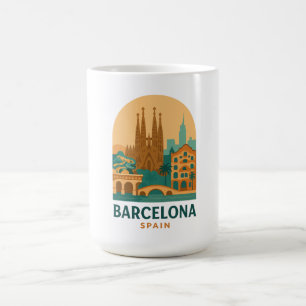 Caneca de Café Vintage Barcelona Sagrada Familia