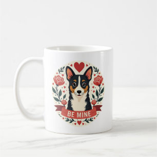 Caneca De Café Vintage Be Mine Corgi Dia dos Namorados Floral Art